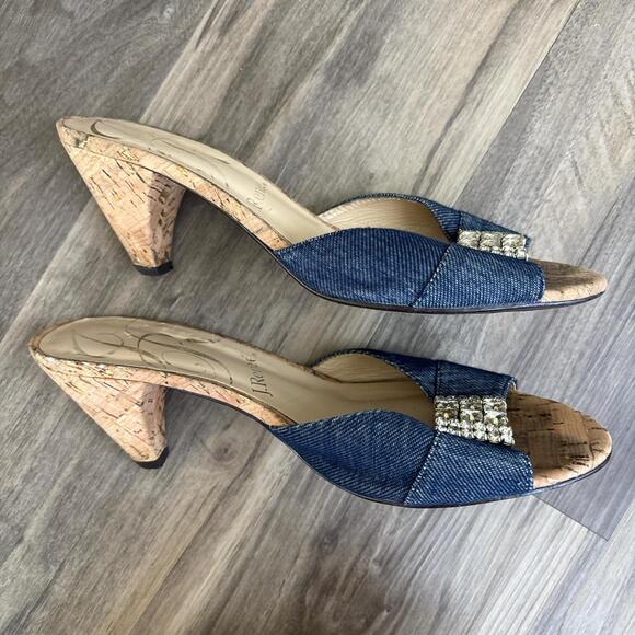 Y2K J. Renee Embellished Denim Heels Size 7.5 - Picture 5 of 8